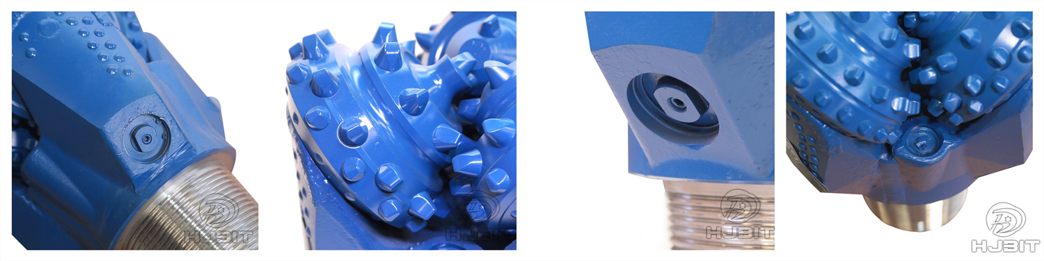 Blue drill bit close - up views