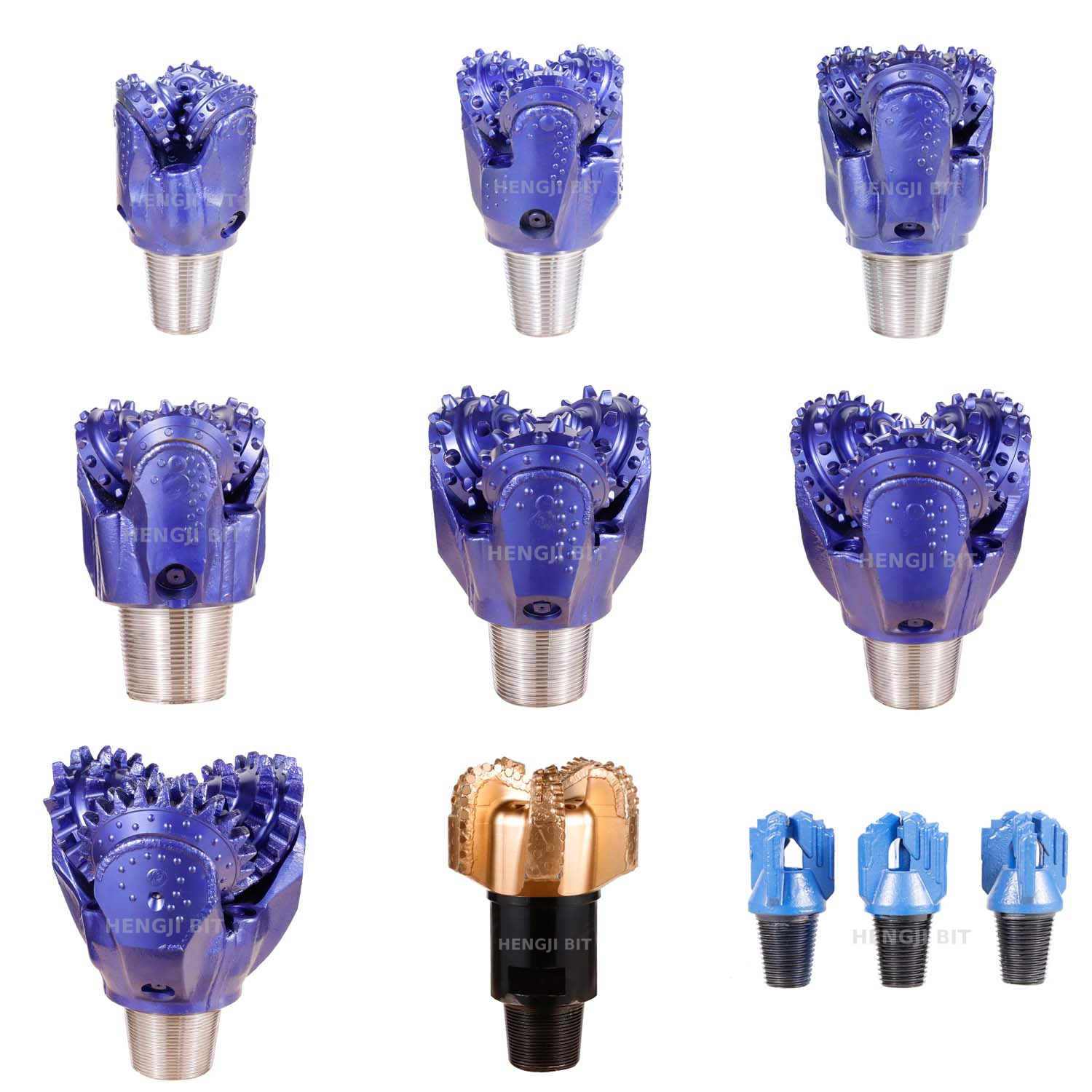 Various industrial drill bits displayed